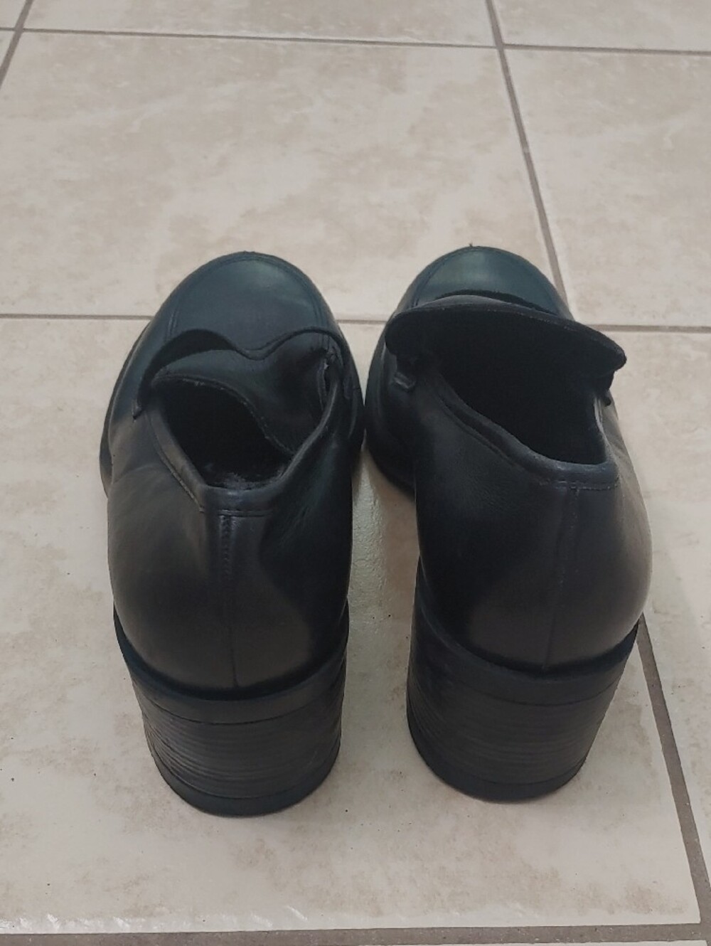 Vintage Y2K Nine West Chunky Platform Shoes Cloud 9 Black Leather Penny Loafers - Picture 6 of 8